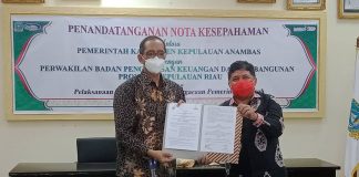 Pemkab Anambas MoU Pelaksanaan Pengawasan Penyelenggaraan Pemerintahan Daerah dengan BPKP Kepri Kepulauan Anambas melakukan Penandatanganan Nota Kesepahaman (MoU) bersam Perwakilan Badan Pengawasan Keuangan dan Pembangunan (BPKP) Provinsi Kepulauan Riau F,ist