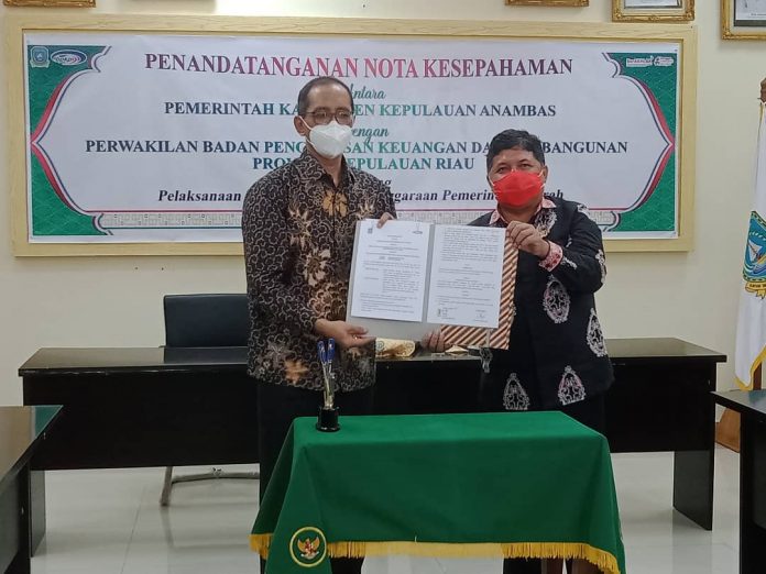 Kepulauan Anambas melakukan Penandatanganan Nota Kesepahaman (MoU) bersam Perwakilan Badan Pengawasan Keuangan dan Pembangunan (BPKP) Provinsi Kepulauan Riau F,ist