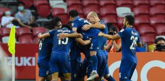 Timnas Vietnam tak Berkutik di Hadapan Thailand Timnas Thailand saat merayakan gol ke gawang Thailand F, Rahman AFP