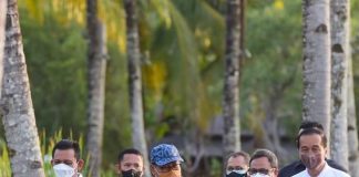 Sebelum Bertemu PM Singapura, Presiden Olahraga Pagi Bersama Gubernur Kepri Gubernur Kepri temani Presiden dan Menteri jalan santai di Lagoi F, ist