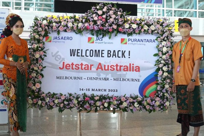 Bali Kedatangan Penerbangan Perdana Jetstar Australia F,ist