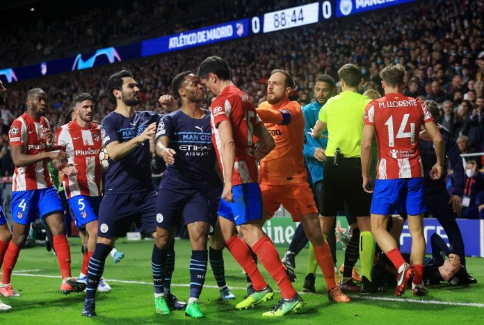 Laga perempat final Atletico Madrid vs Manchester City sempat dibarengi dengan perseteruan F,reuters