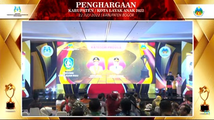 Provinsi Kepulauan Riau kembali meraih penghargaan nasional sebagai Provinsi Layak Anak (Provila) Tahun 2022 dari Kementerian Pemberdayaan Perempuan dan Perlindungan Anak (PPPA) Republik Indonesia F,ist
