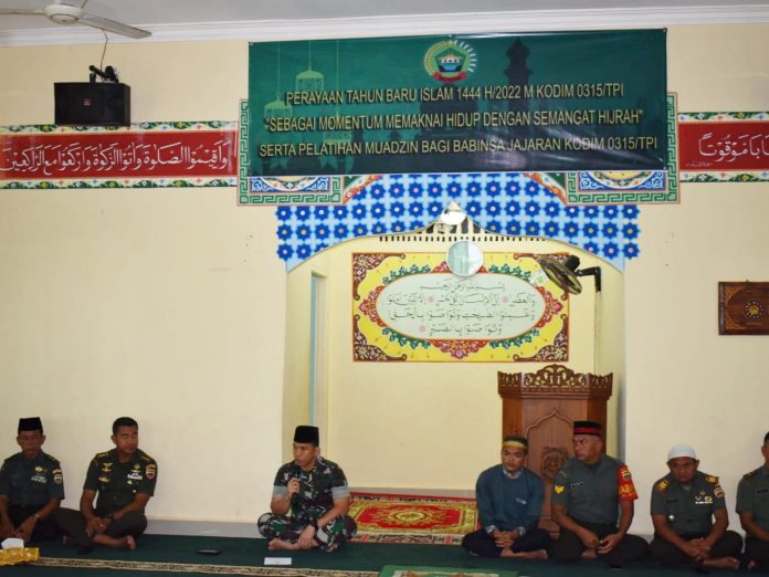 Peringatan Tahun Baru Islam 1 Muharram 1444 H, Kodim 0315/Tanjungpinang menggelar Tausyiah Agama dan Doa Bersama yang dilaksanakan di Musholla Al-Abror Komplek Asmil Makodim 0315/Tanjungpinang, Rabu (03/8) F,ist