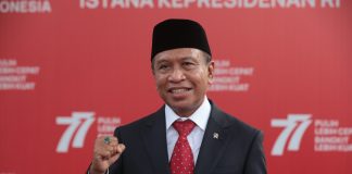 Tidak Lagi Ditangani Kemenpora, Fasilitasi Kepelatihan Paskibra Nasional Berpindah ke BPIP Menteri Pemuda dan Olahraga Republik Indonesia (Menpora RI) Zainudin Amali menyampaikan, mulai tahun 2022 fasilitasi kepelatihan Pasukan Pengibar Bendera Pusaka (Paskibraka) Nasional yang sebelumnya berada di Kemenpora RI, saat ini berpindah ke Badan Pembinaan Ideologi Pancasila (BPIP). Meski demikian, Menpora Amali tetap memberikan dukungan.(foto: putra/kemenpora.go.id)