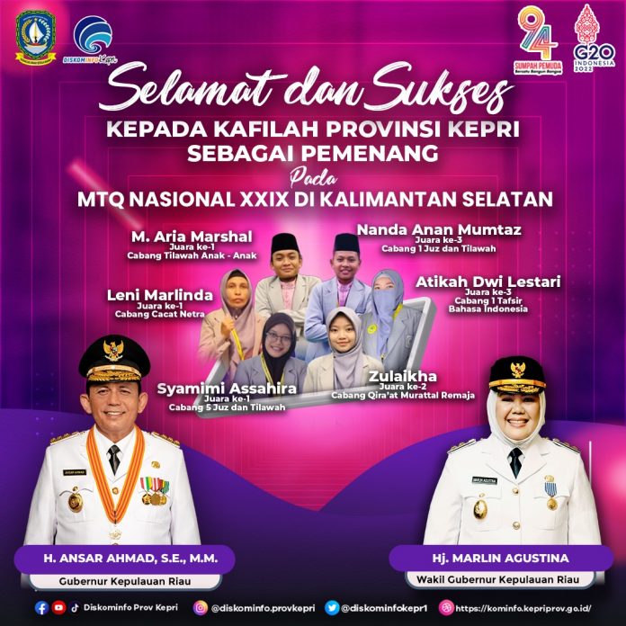 Penutupan MTQ Nasional ke XXIX di Kalsel digelar di Astaka Utama Kiram Park, Kabupaten Banjar, Selasa (18/10/2022) malam F,diskominfo Kepri