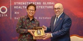 Indonesia Dapatkan Delapan Aksi Nyata dari Pertemuan Bilateral di G20 Bali Kementerian kesehatan menghasilkan delapan aksi nyata dari pertemuan bilateral antara Menteri Kesehatan Budi G. Sadikin dengan pemimpin kesehatan dunia lainnya dalam pertemuan kedua Menteri Kesehatan G20 yang dilaksanakan di Bali, 27-28 Oktober 2022 F,Kemkes