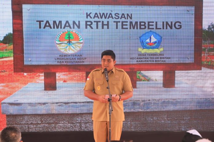 Bupati Bintan, Roby Kurniawan resmikan lahan bekas tambang yang berada di wilayah Tembeling Tanjung, Kecamatan Teluk Bintan, Kabupaten Bintan sebagai Ruang Terbuka Hijau (RTH), Senin (19/12) F,Pemkab Bintan