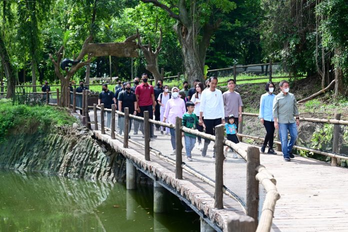 Presiden Jokowi saat mengunjungi kawasan wisata Solo Safari, Kota Surakarta, Jawa Tengah, Senin (23/01/2023). (Foto: BPMI Setpres/Muchlis Jr)