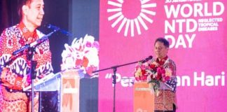 Penyakit NDTs Belum Memiliki Vaksin, Pengobatan dan Pencegahan Bisa Dilakukan Seperti Penanganan Covid-19 Menteri Kesehatan RI Budi Gunadi Sadikin saat memberikan sambutan pada peringatan puncak Hari Penyakit Tropis Terabaikan Sedunia di Jakarta, Selasa (21/2) F,Kemkes