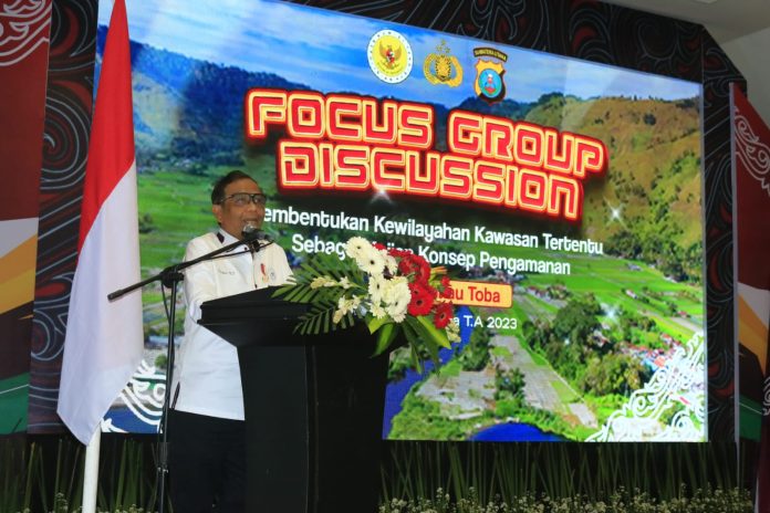 Menko Polhukam yang juga Ketua Kompolnas RI Prof. Dr. Mahfud MD saat memberikan sambutan dalam Focus Group Discussion (FGD) dengan tema 