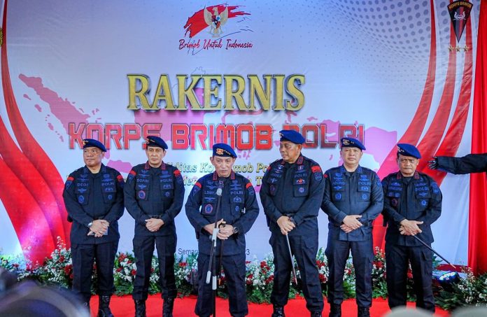Kapolri Jenderal Listyo Sigit Prabowo membuka langsung Rapat Kerja Teknis (Rakernis) Korps Brigade Mobile (Korbrimob) Polri di Gedung Akpol, Semarang, Jawa Tengah (Jateng), Senin, 13 Januari 2023 F, Polri