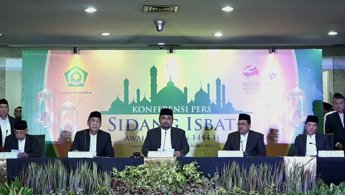 Sidang Isbat (Penetapan) Awal Ramadan 1444 H yang dipimpin Menteri Agama (Menag) Yaqut Cholil Qoumas, di Kantor Kementerian Agama (Kemenag), Jakarta, Rabu (22/03) kemarin F,Setkab