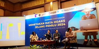 Kick Off Diskusi Bulanan Cekfakta, Petakan Data Hoaks Jelang Pemilu 2024 Asosiasi Media Siber Indonesia (AMSI) bersama dengan Aliansi Jurnalis Independen (AJI) dan Masyarakat Anti Fitnah Indonesia (Mafindo) yang tergabung dalam koalisi Cekfakta menggelar kick off diskusi bulanan untuk memetakan data hoaks jelang Pemilu 2024, di Hotel El Royale, Bandung, Jumat (25/8) f,amsi