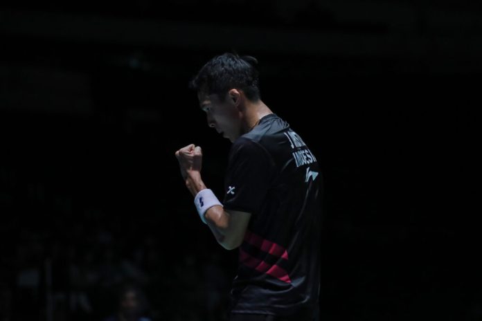 Australia Open 2023 : Pemain tunggal putra badminton Indonesia Jonatan Christie mengalahkan Kento Momota dalam pertandingan tiga set 21-23, 21-14, 21-12 f,pbsi
