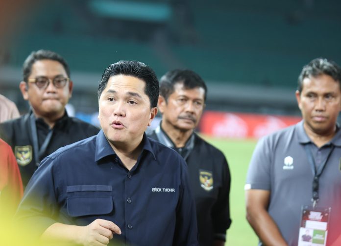 Meskipun kalah, Ketua Umum PSSI, Erick Thohir menilai tim U-17 Indonesia sudah menunjukkan sinyal positif dalam uji coba melawan Korsel, di Stadion Patriot Candrabhaga, Bekasi, Rabu (30/8) f,pssi