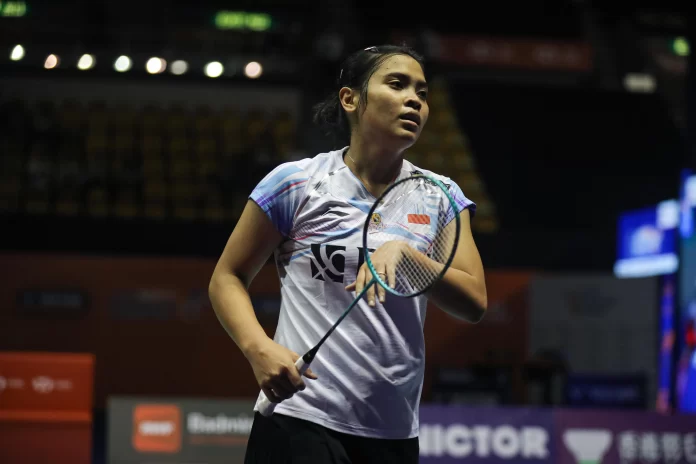 Gregoria Mariska Tunjung harus mengakui ketangguhan Akane Yamaguchi dalam pertandingan semifinal Hongkong Open 2023 dengan skor 17-21, 25-23, 18-21 yang berlangsung Sabtu (16/9) f,pbsi