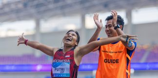 Asian Para Games 2022 : Indonesia Tambah Pundi Emas Lewat Cabang Atletik Medali emas berhasil dipersembahkan oleh Ni Made Arianti Putri dari nomor lari 100 m T12 putri dalam perlombaan yang berlangsung di Huanglong Sports Center Stadium, Selasa (24/10) f,kemenpora