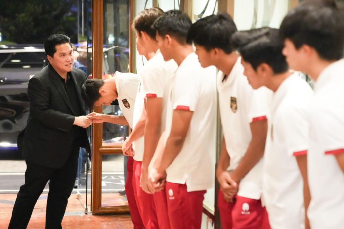 Ketua Umum PSSI Erick Thohir optimistis dengan penetapan 21 pemain untuk FIFA World Cup U17 2023 yang mulai bergulir 10 November f,pssi