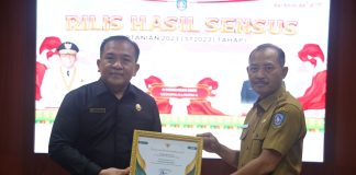 BPS Kepri Rilis Hasil Sensus Pertanian 2023 Tahap I Kepala BPS Kepri Darwis Sitorus memberikan piagam kepada Sekdaprov Kepri Adi Prihantara dalam acara rilis Hasil Pencacahan Lengkap Sensus Pertanian 2023 (ST2023) - Tahap I Provinsi Kepri di Balairung Raja Ali Kelana Lantai 4, Kantor Gubernur Kepri, Dompak, Senin (04/12) f, diskominfo Kepri