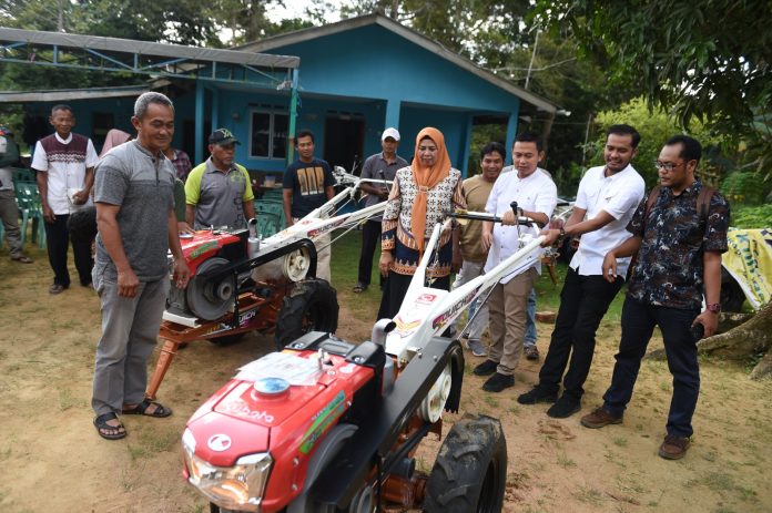 Ketua Tim Penggerak PKK Provinsi Kepulauan Riau Dewi Kumalasari Ansar menyerahkan bantuan 9 unit traktor tangan kepada kelompok tani di Desa Ekang Enculai, Kabupaten Bintan, Kamis (14/12) f, diskominfo Kepri
