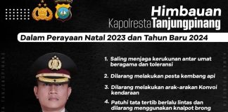 Kembang Api, Konvoi dan Pesta Minuman Keras Dilarang Menyambut Pergantian Tahun Baru Menyongsong Tahun Baru 2024, Kapolresta Tanjungpinang, Kombespol H. Ompusunggu, mengeluarkan himbauan kepada masyarakat agar turut serta menjaga situasi kamtibmas yang aman dan kondusif f, Polresta Tanjungpinang