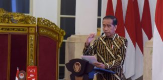 Presiden Tegaskan Penagananan Pidana Pencucian Uang Harus Dilaksanakan Komprehensif Presiden Jokowi pada Peringatan 22 Tahun Gerakan Nasional APU PPT, Rabu (17/04/2024), di Istana Negara, Jakarta. (Foto: Humas Setkab/Oji)