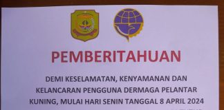Pintu Portal Dermaga Penyengat Ditutup Sementara Waktu Dinas Perhubungan (Dishub) Kota Tanjungpinang mengeluarkan surat himbauan bagi pengguna Dermaga Pelantar Kuning menuju Penyengat, Jumat (5/4/2024) f, Pemko Tanjungpinang