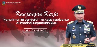 Panglima TNI Jenderal TNI Agus Subiyanto akan Kunker ke Kepri, Ini Agendanya Panglima TNI Jenderal TNI Agus Subiyanto dijadwalkan akan melakukan kunjungan kerja (kunker) ke Provinsi Kepulauan Riau selama dua hari, mulai dari tanggal 28 hingga 29 Mei 2024 f,diskominfo Kepri