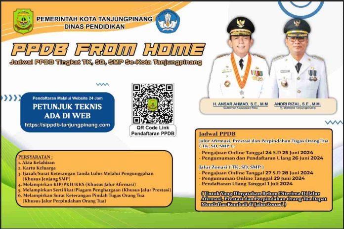 Dinas Pendidikan (Disdik) Kota Tanjungpinang menyatakan akan memulai penerimaan peserta didik baru (PPDB) untuk TK, SD, dan SMP pada 24 Juni 2024 f, Disdik Tanjungpinang