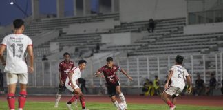 Tim U-19 Matangkan Persiapan Fisik Jelang ASEAN U-19 Boys Championship Tim U-19 Indonesia melakukan latihan bersama dengan tim PON Sumut di Stadion Madya, Jakarta, Sabtu (29/6). F, pssi
