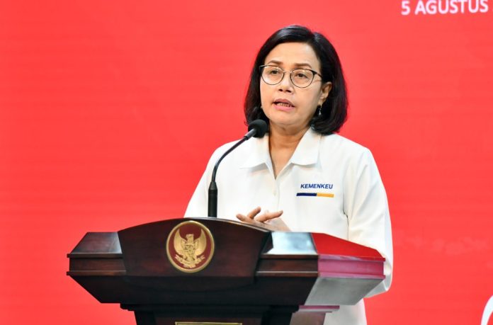 Sri Mulyani Menteri Keuangan (Menkeu) Sri Mulyani Indrawati dalam Rapat Paripurna Dewan Perwakilan Rakyat (DPR) mengenai Tanggapan Pemerintah terhadap Pandangan Fraksi atas Rancangan Undang-Undang tentang Pertanggungjawaban atas Pelaksanaan APBN (RUU P2APBN) Tahun Anggaran 2023, di Senayan, Jakarta, Selasa (20/08/2024). Foto: Humas Setkab/Jay