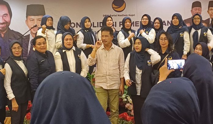 Ketua Dewan Pimpinan Wilayah (DPW) NasDem Kepri, H Muhammad Rudi, dalam acara konsolidasi yang digelar di Hotel Harmoni One, Batamcentre, Minggu (8/9/2024) f,BI