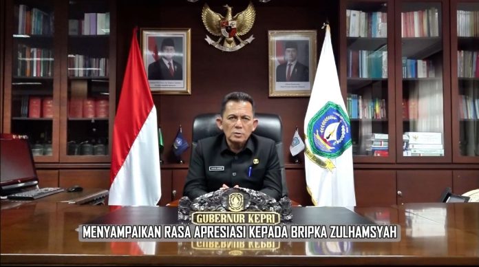 Gubernur Kepri, Ansar Ahmad turut memberikan apresiasi dan doa untuk Bripka Zulhamsyah penggagas Razia Perut Lapar. F, diskominfo Kepri