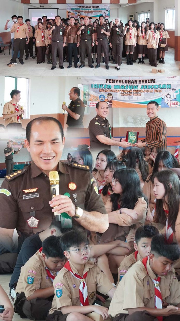 Tim Jaksa Masuk Sekolah (JMS) dipimpin oleh Kasi Penerangan Hukum (Penkum) Kejati Kepri, Yusnar Yusuf, S.H., M.H., di SMA Pelita f, Kejati Kepri