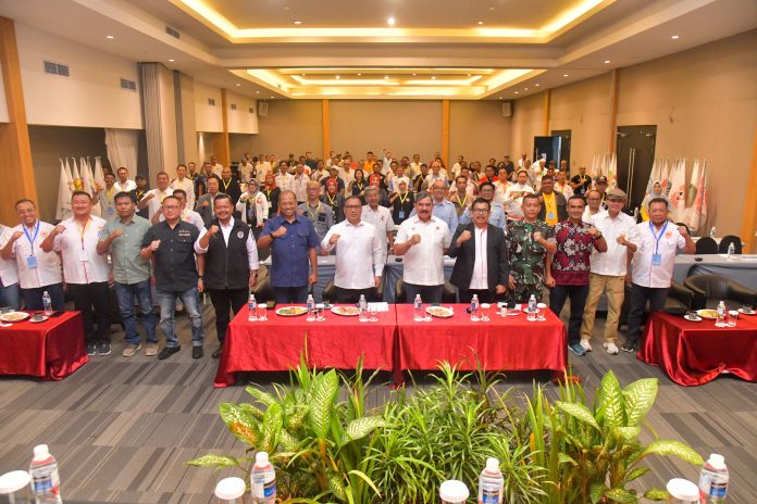 Wakil Gubernur Kepulauan Riau, Nyanyang Haris Pratamura, menghadiri Musyawarah Olahraga Provinsi Luar Biasa (MUSORPROVLUB) KONI Tahun 2025 yang digelar di Hotel The Hill Nagoya, Batam, Sabtu (22/02). F, diskominfo Kepri