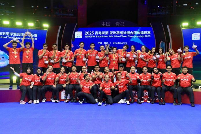 Tim bulu tangkis Indonesia menciptakan sejarah dengan menjadi juara Badminton Asia Mixed Team Championships 2025 untuk pertama kalinya. f,pbsi