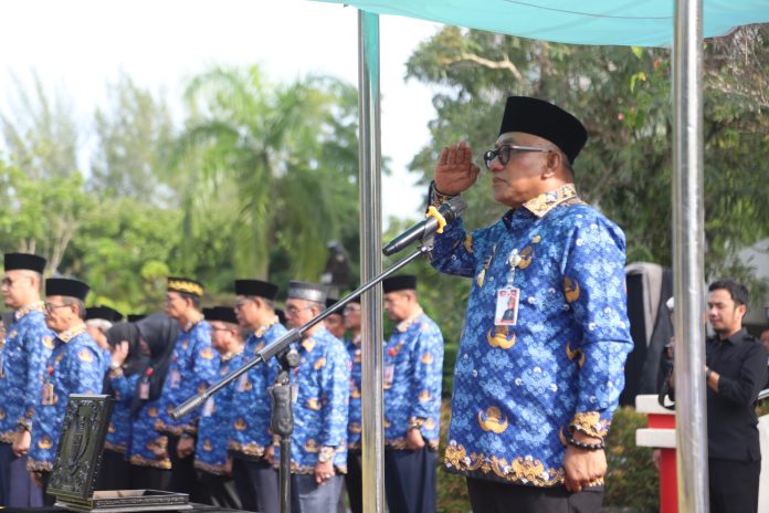 Pemerintah Kota Tanjungpinang menggelar upacara peringatan Hari Lahir Pancasila 2025 di halaman Kantor Wali Kota Tanjungpinang, Senin (2/6). F, diskominfo Tanjungpinang